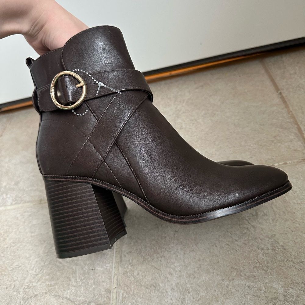 New nwt Nine West Ankle Boots Shoes size 10 Womens Donda Brown Leather heel
